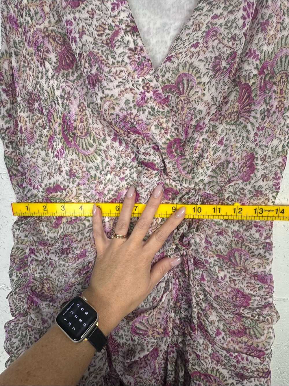 ANN TAYLOR ORCHID GLOW FLORAL RUCHED FLARE MIDI DRESS SZ 6 P - Picture 5 of 16